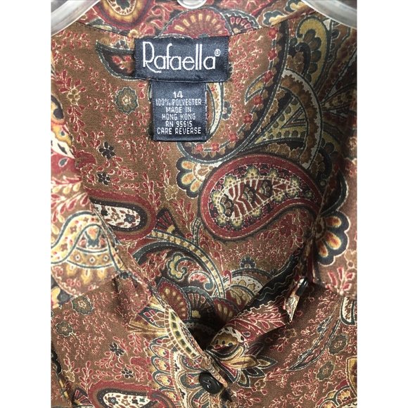 Rafaella Womens Pasel Blouse14 Button Up Blouse Long Sleeve Front Tie - Picture 2 of 13